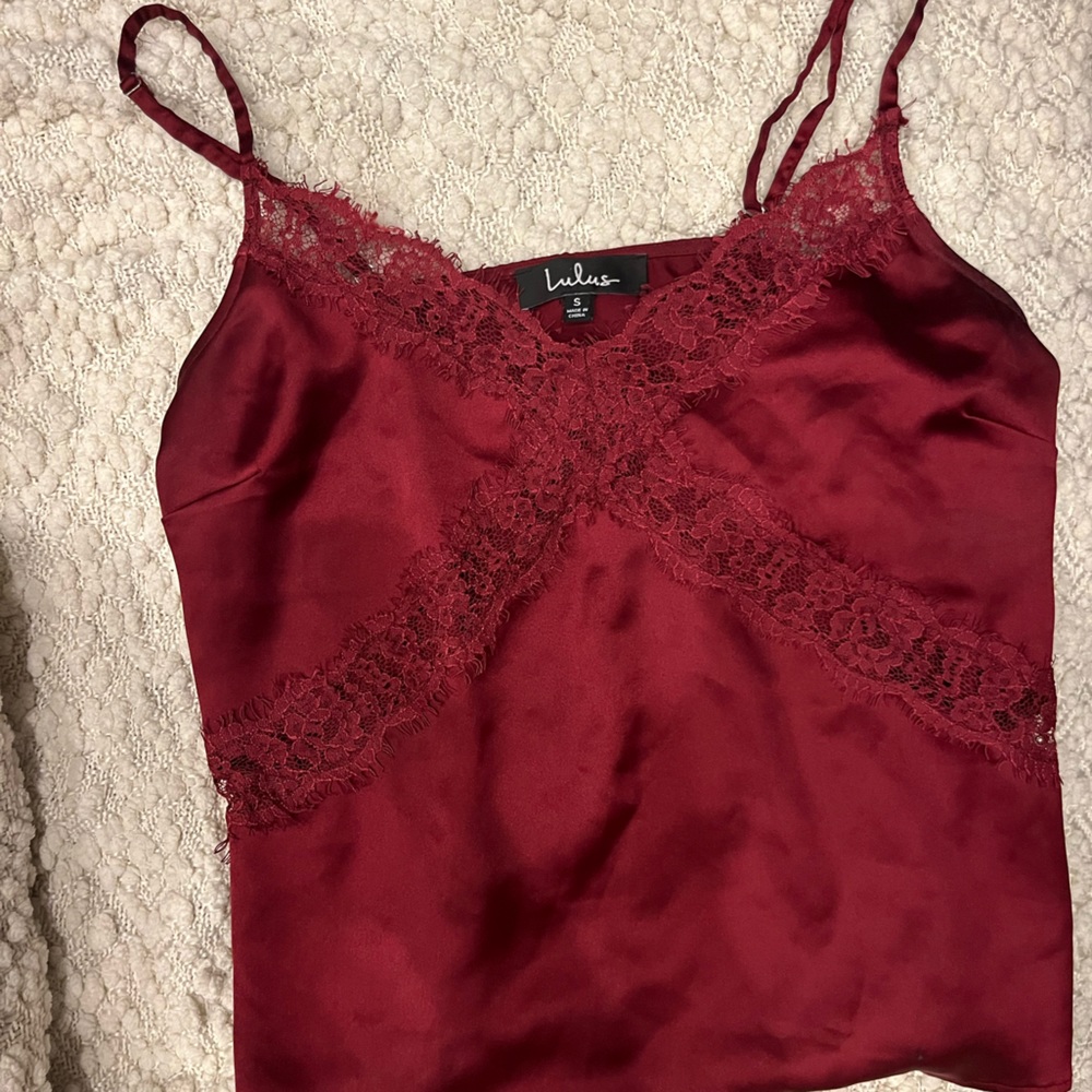 red silky tank top ❤️